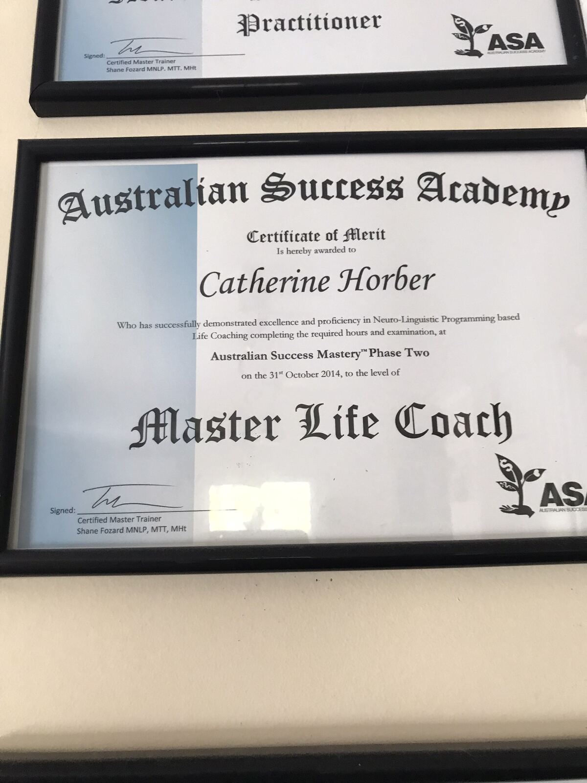 Master Life Coach certificate